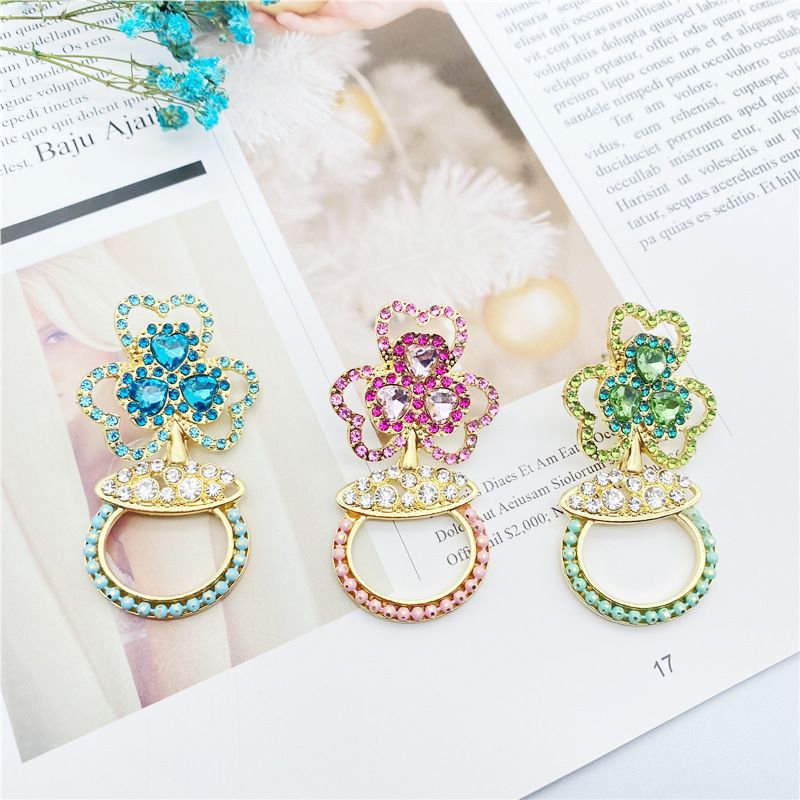 Fashion Shamrock Full Diamond Earrings Wholesale