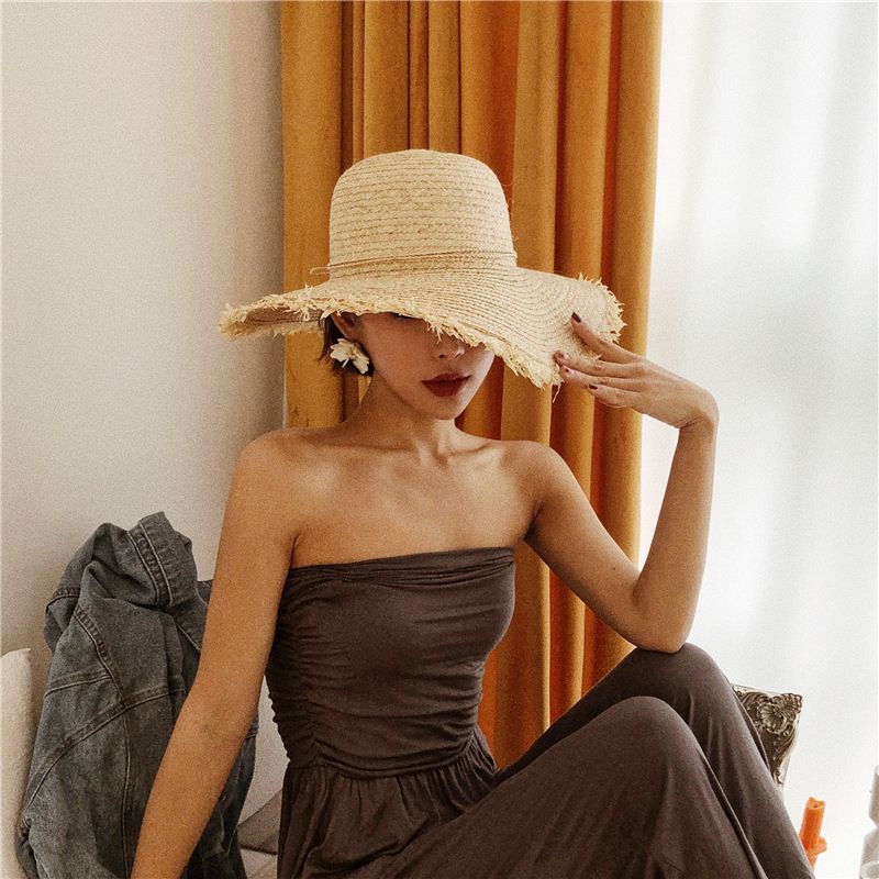 Fashion Sunscreen Big Brim Raffia Straw Hat