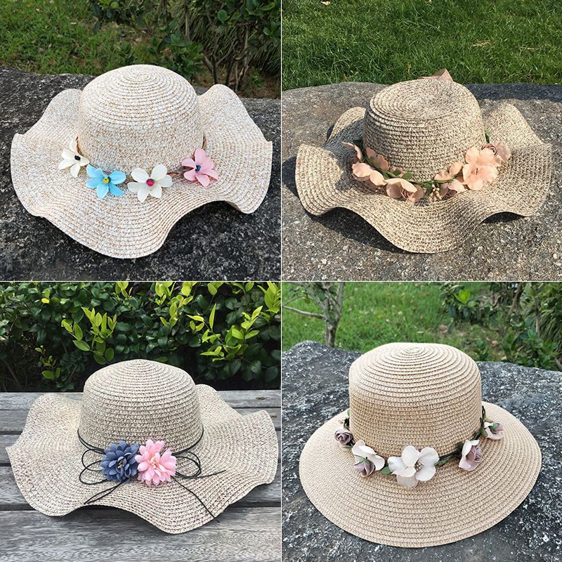 Fashion Flowers Sunscreen Foldable Straw Hat