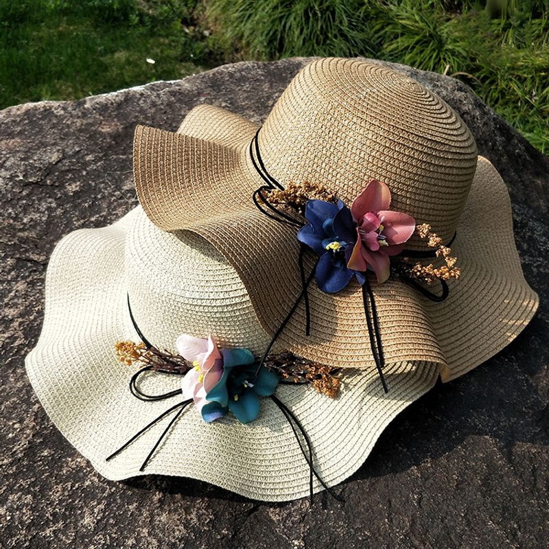 Pare-soleil À La Mode Flowerbig Avant-toit Chapeau De Paille Pliable Écran Solaire