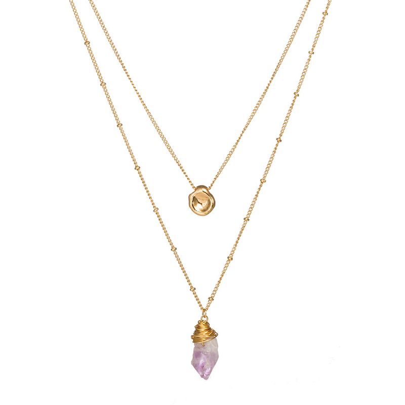 Fashion Purple Natural Stone Multi-layer Necklace Wholesale