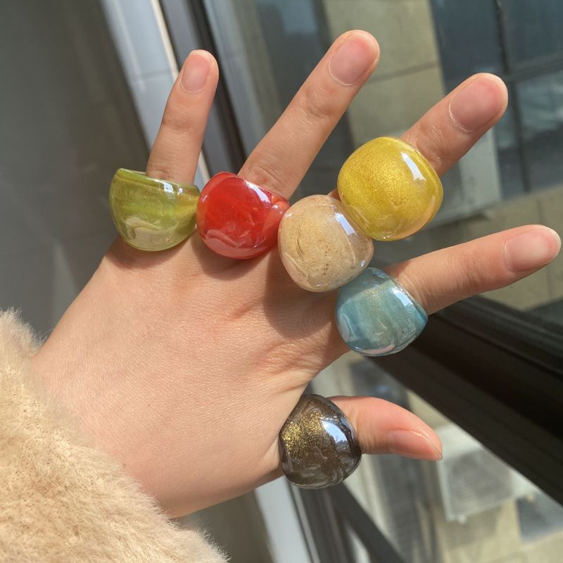 Korean Candy Color Glass Ring