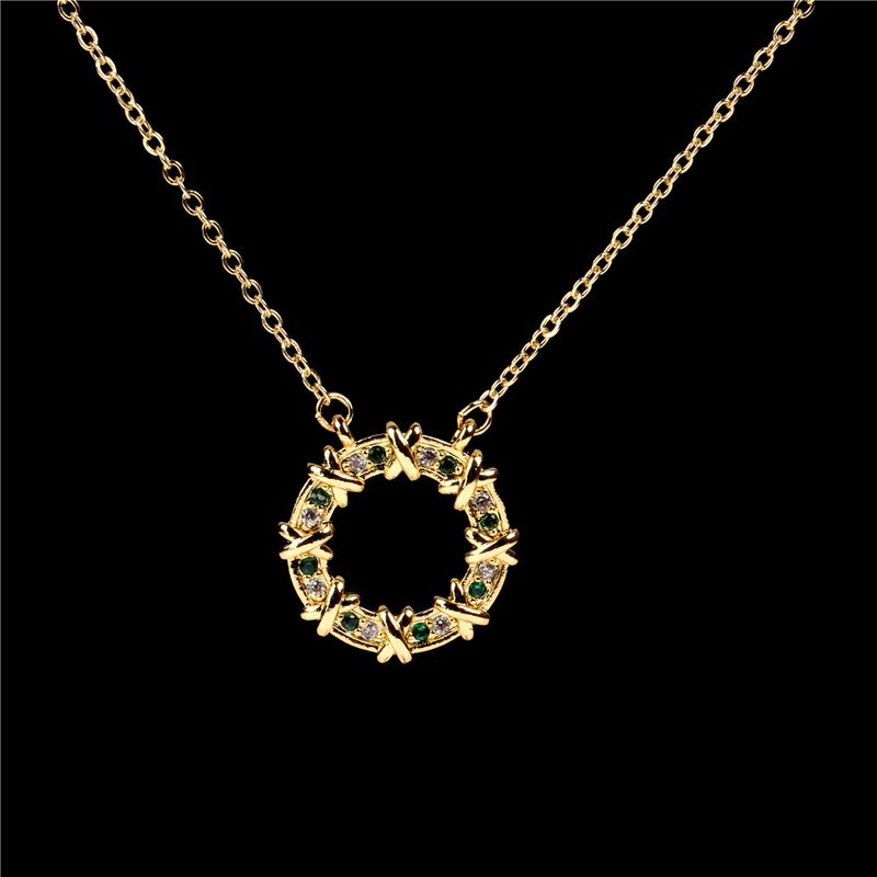 Korean Geometric Copper Inlaid Zircon Necklace Wholesale