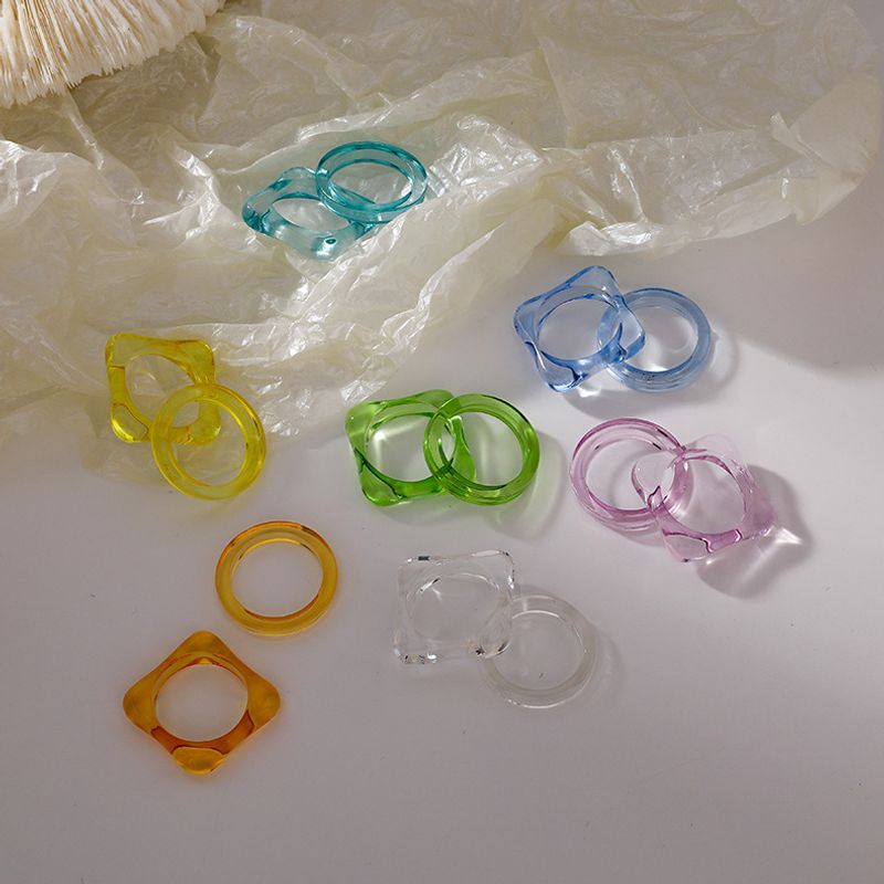 Fashion Color Square Acrylic Ring
