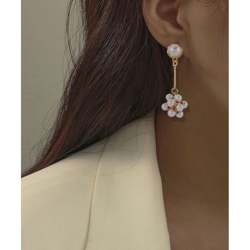 Mode Legierung Eingelegte Perle Lange Ohrringe