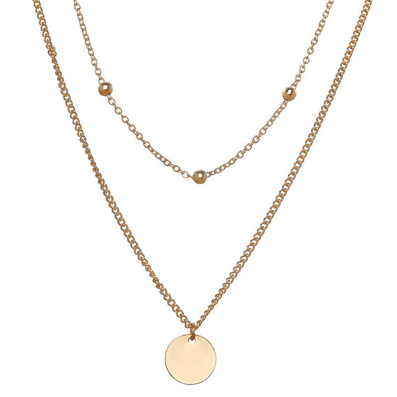 Simple Alloy Disc Multilayer Necklace
