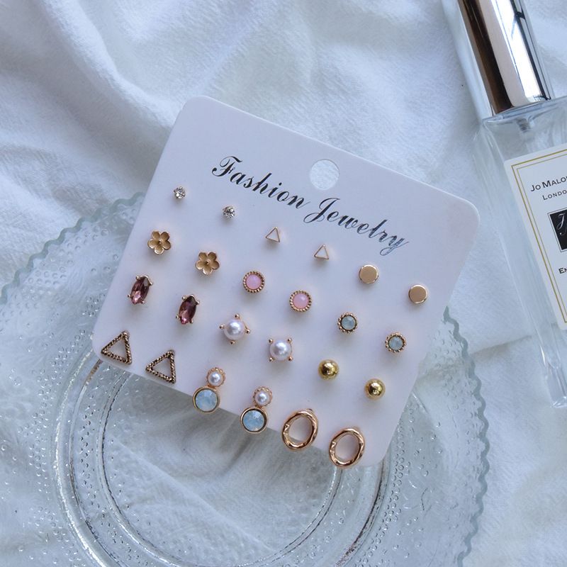 Fashion Pearl Diamond Geometric Earrings Wholesale