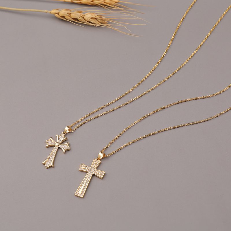 Fashion Cross Christian Copper Zircon Necklace Wholesale