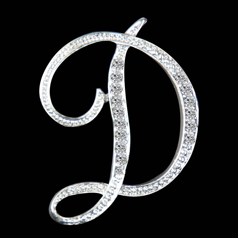 Einfache 26 Englische Alphabet Diamant Brosche Großhandel