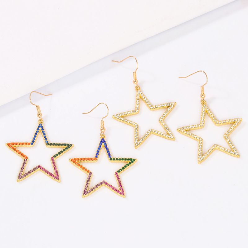 Korean Hollow Five-pointed Star Earrings