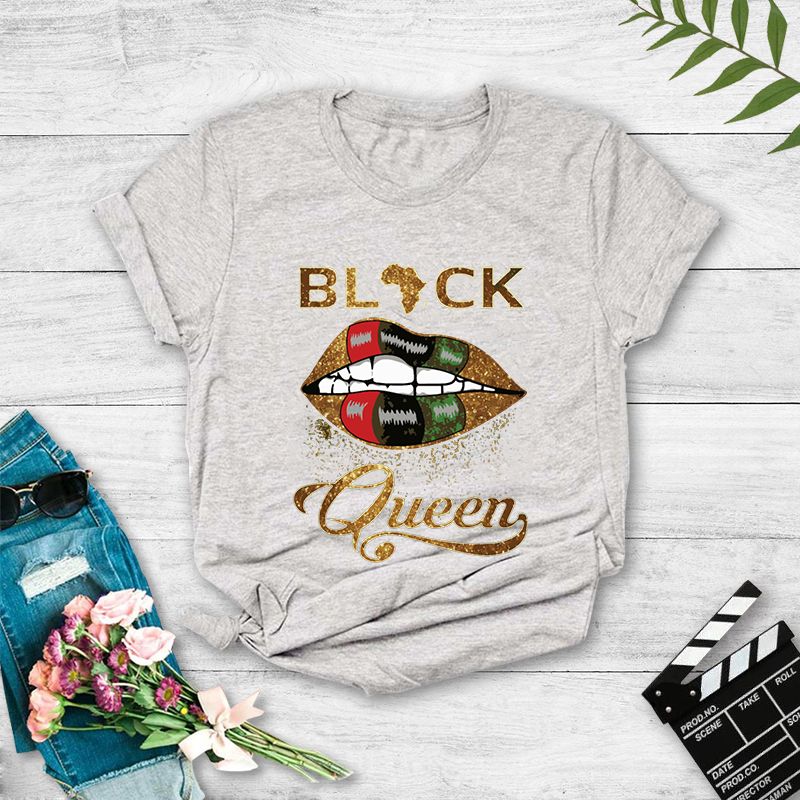 Fashion Queen Lip Print Casual T-shirt