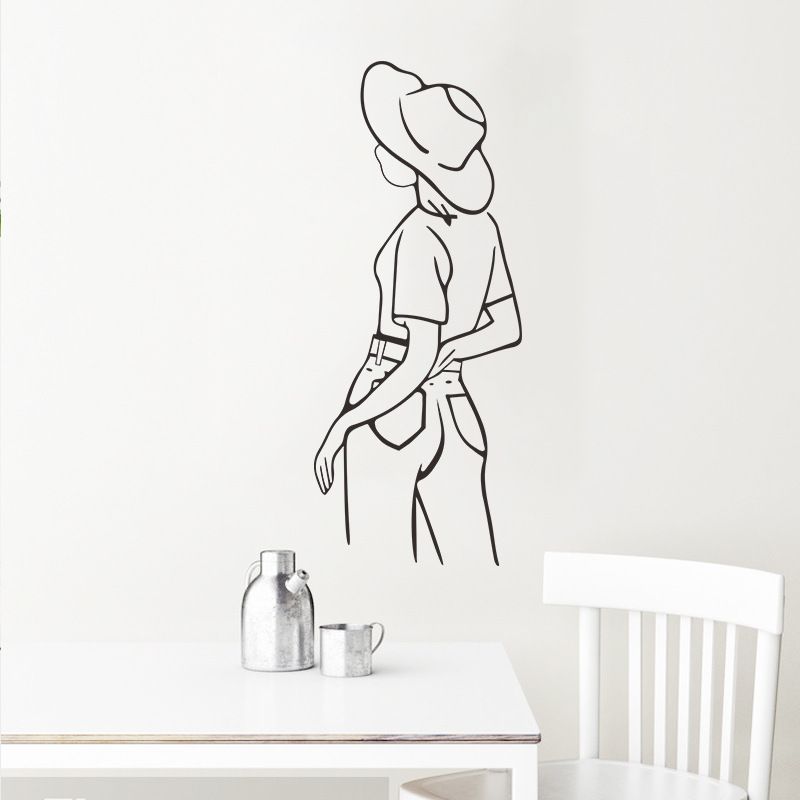 Simple Pen Elegant Lady Back View Wall Stickers Wholesale