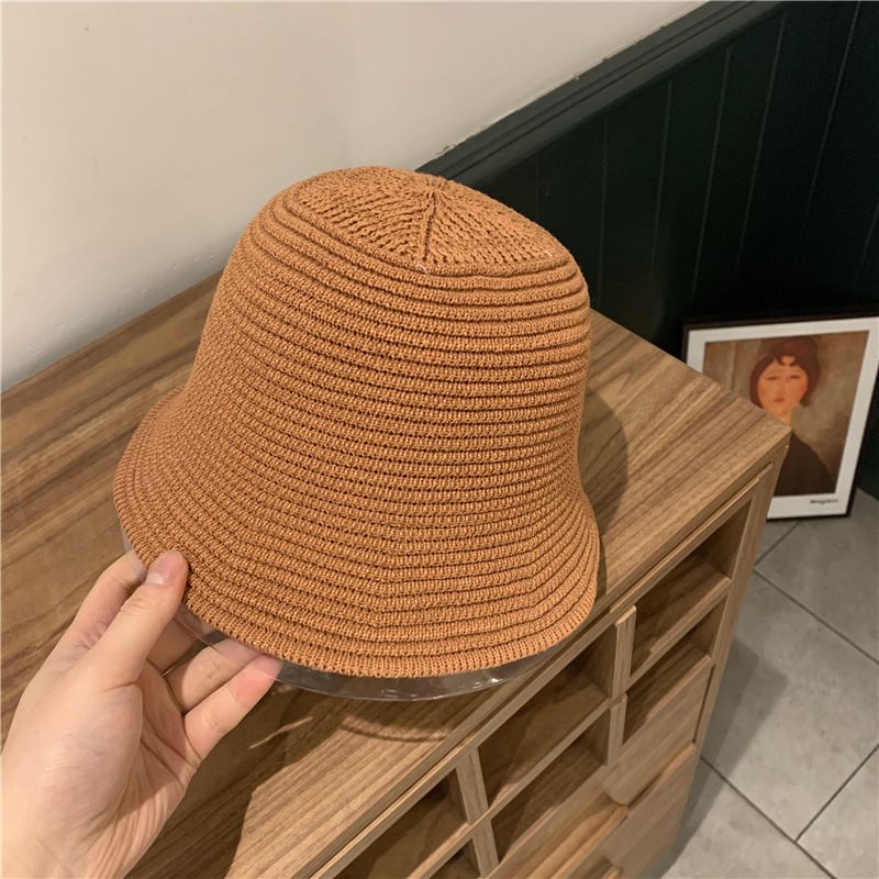Sombrero De Pescador Transpirable De Hilo De Algodón Con Parte Superior Plana De Color Sólido De Moda