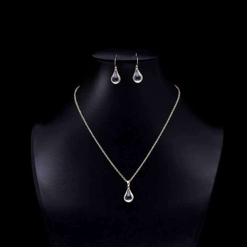 Water Drop Crystal Glass Necklace Earrings