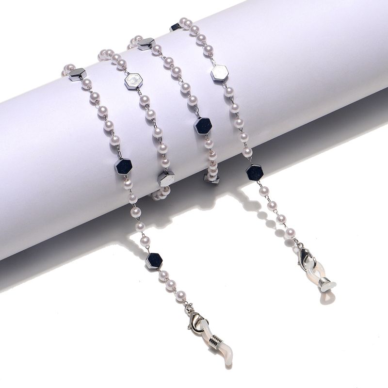 Fashion Hexagonal Pearl Stainless Steel Glasses Chain