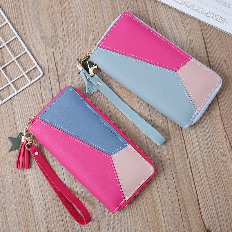 Korean Stitching Women's Wallet Card Bag Color Matching Mobile Phone Bag Card Bag
