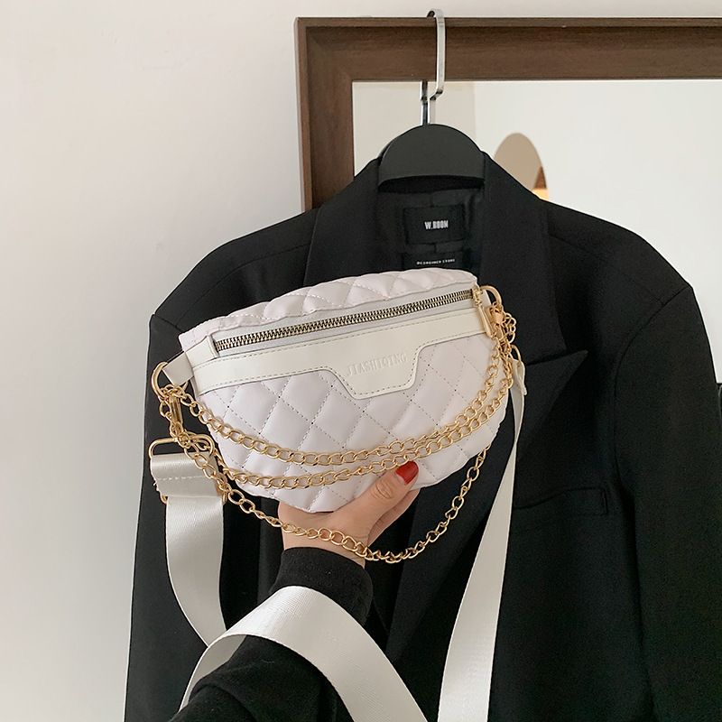 Lässige Brusttasche Mit Breitem Riemen Für Damen, Rhomboide Stickgarn-tasche