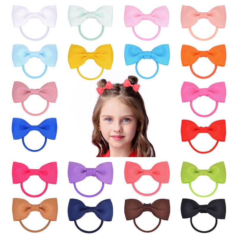 New Solid Color Bow Hair Ring Set