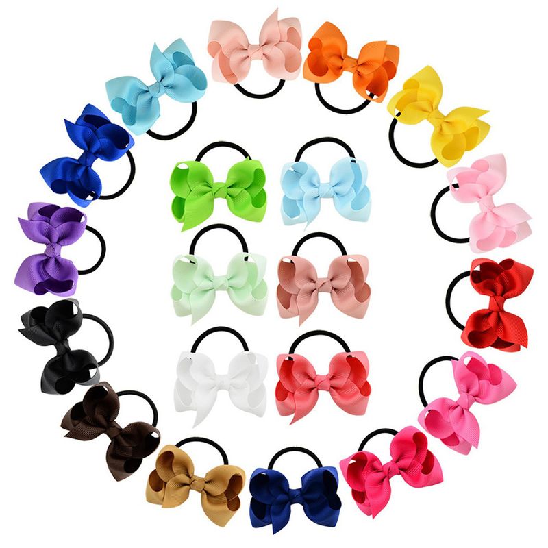 Children's Solid Color Baby Bowknot Hair Ring Set