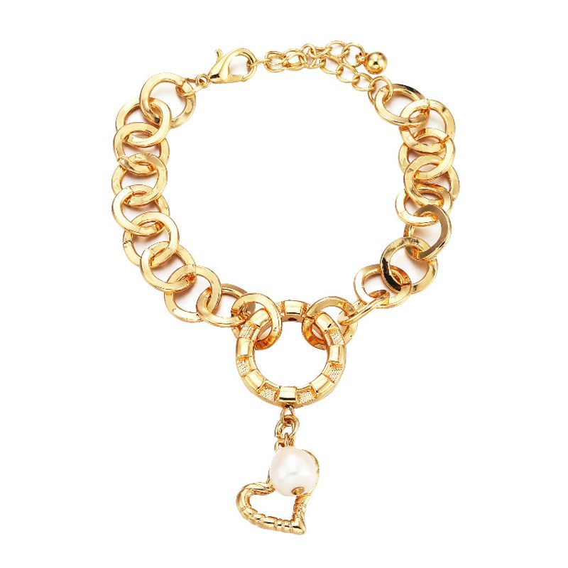 Fashion Heart-shape Pearl Round Chain Bracelet Wholesale