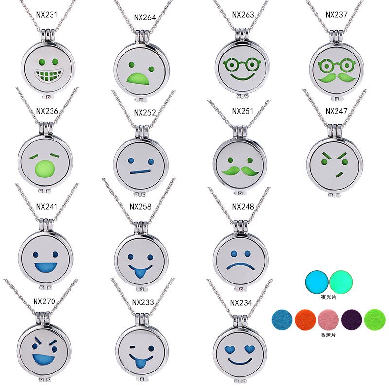European And American Pendant Trend Atmosphere Fashion Hip Hop Smiley Face Expression Handmade Diy Aromatherapy Luminous Pendant Ornaments Necklace