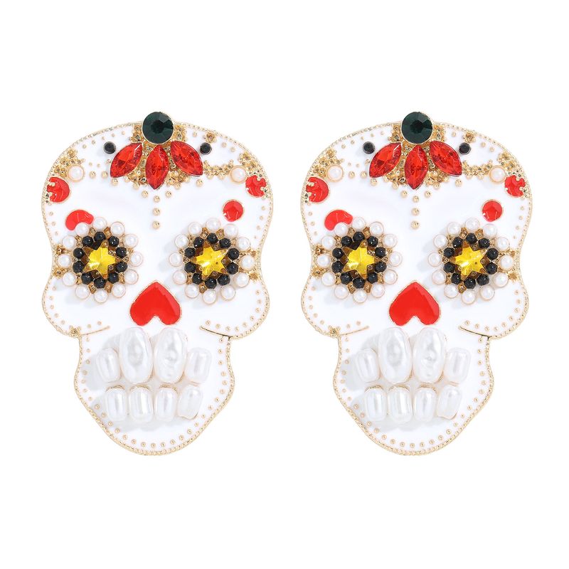 Fashion Alloy Inlaid Pearl Halloween Earrings