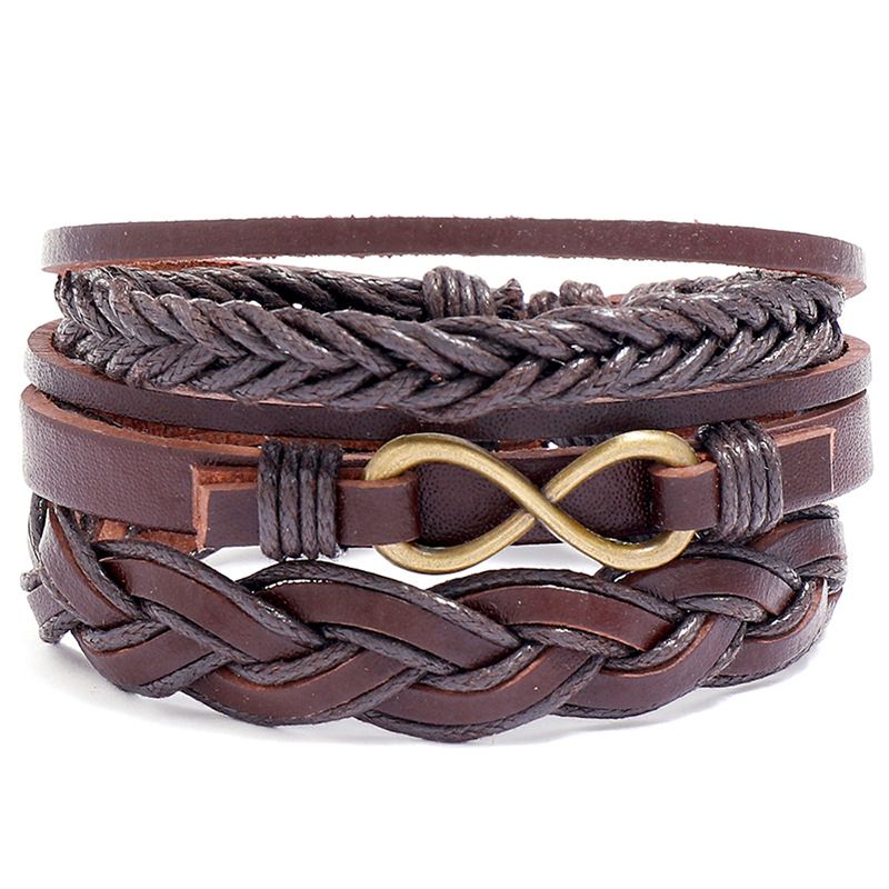 Retro Multi-layer Braided Leather Bracelet Three-piece Set