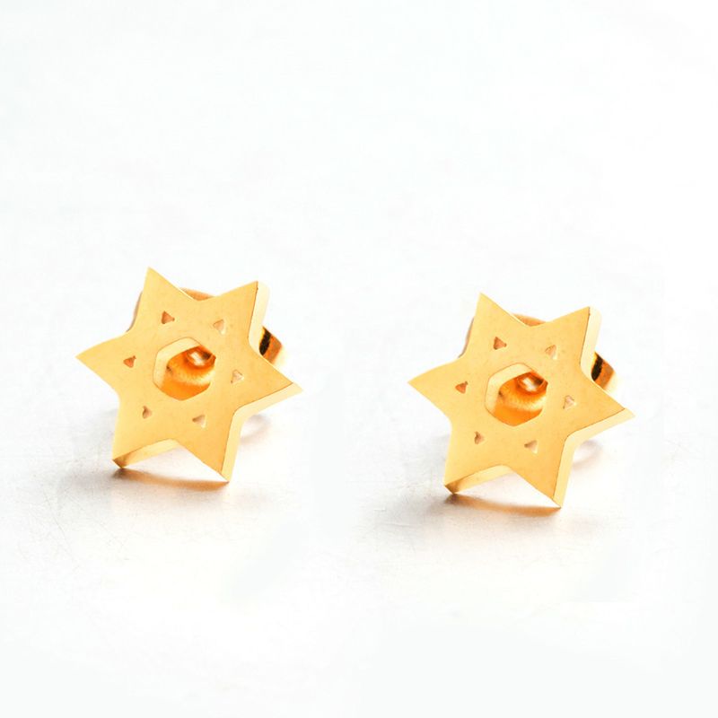 Simple Hexagonal Star Gold Earrings Wholesale