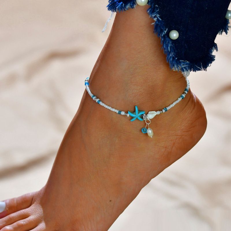 Fashion Starfish Shell Alloy Anklet Wholesale