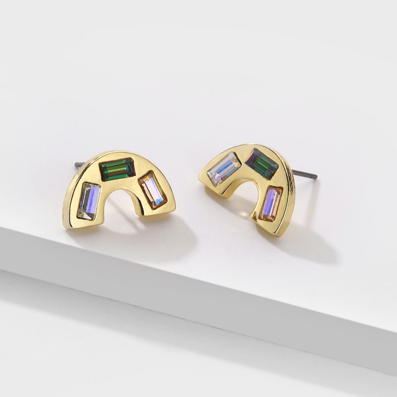 Fashion Rainbow Shape Rhinestone Stud Earrings