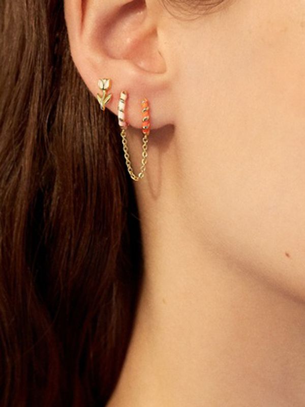 Fashion Spiral Drop Oil Chain Hoop Earrings