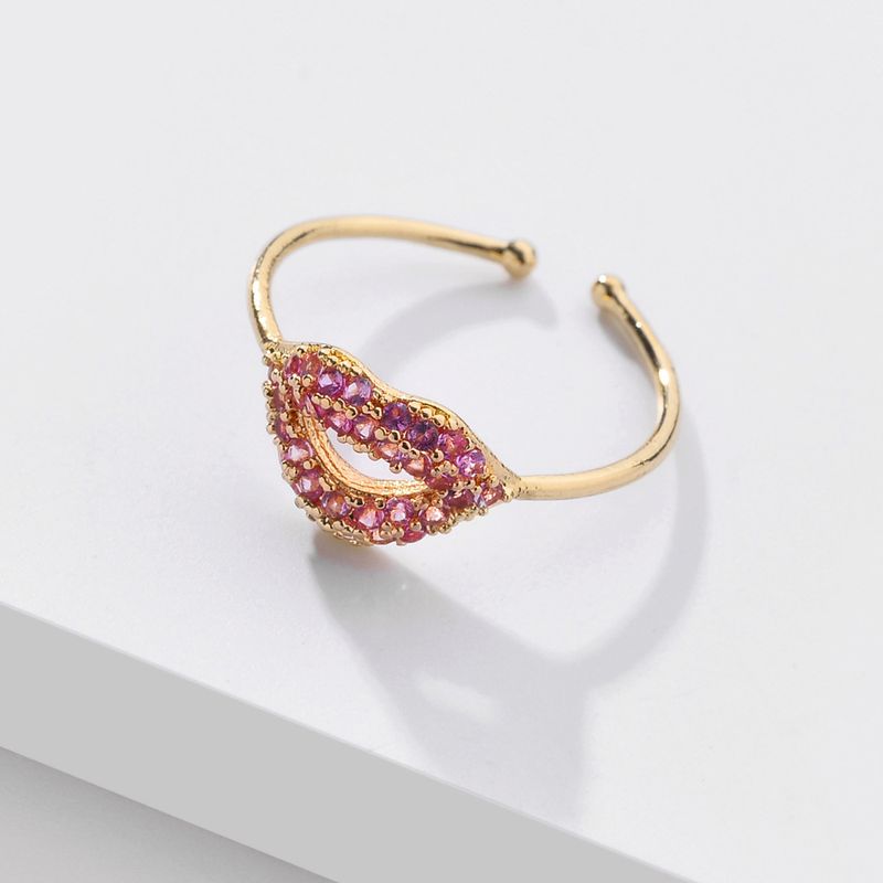 Fashion Metal Lips Alloy Rhinestone Ring