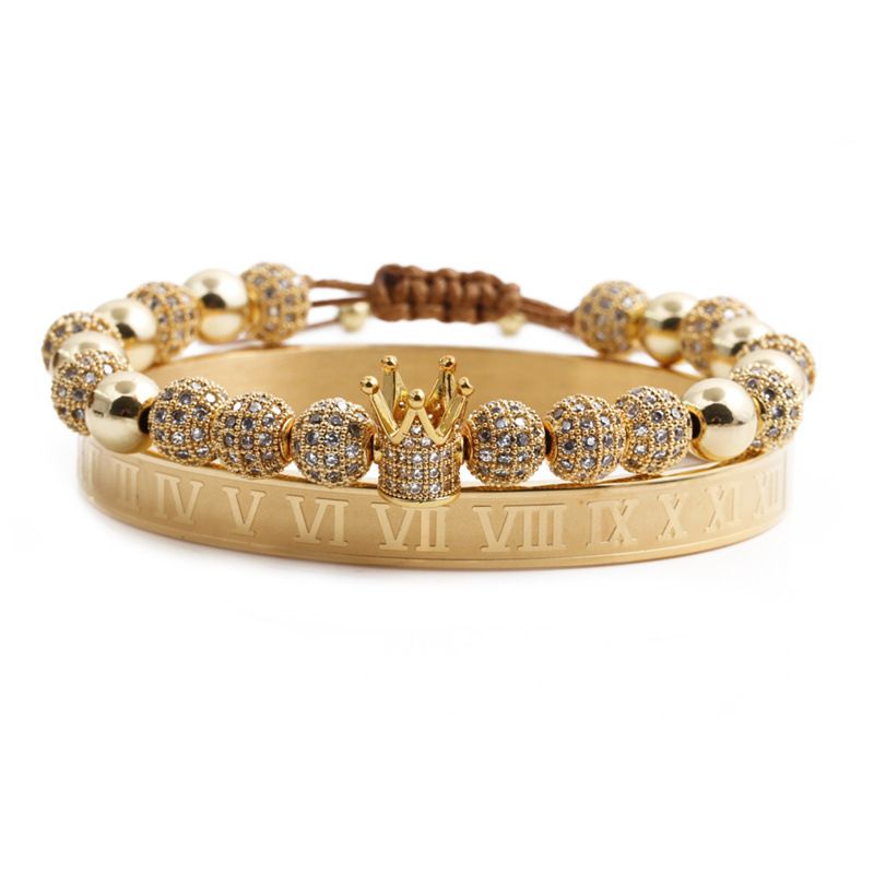 Simple Golden Crown Copper Bracelet Wholesale