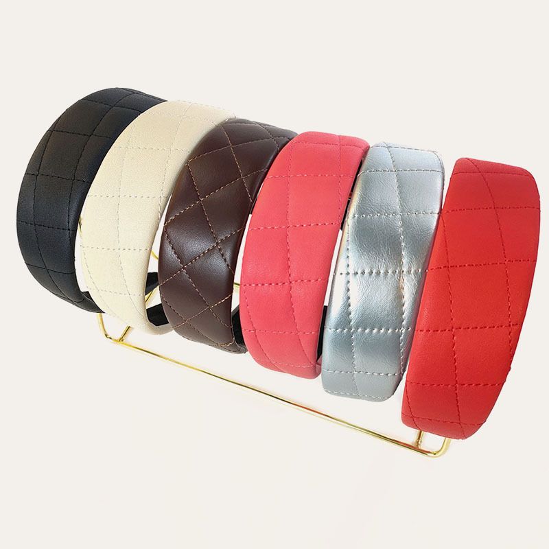 Korean Solid Color Crimping Leather Broad-sided Headband