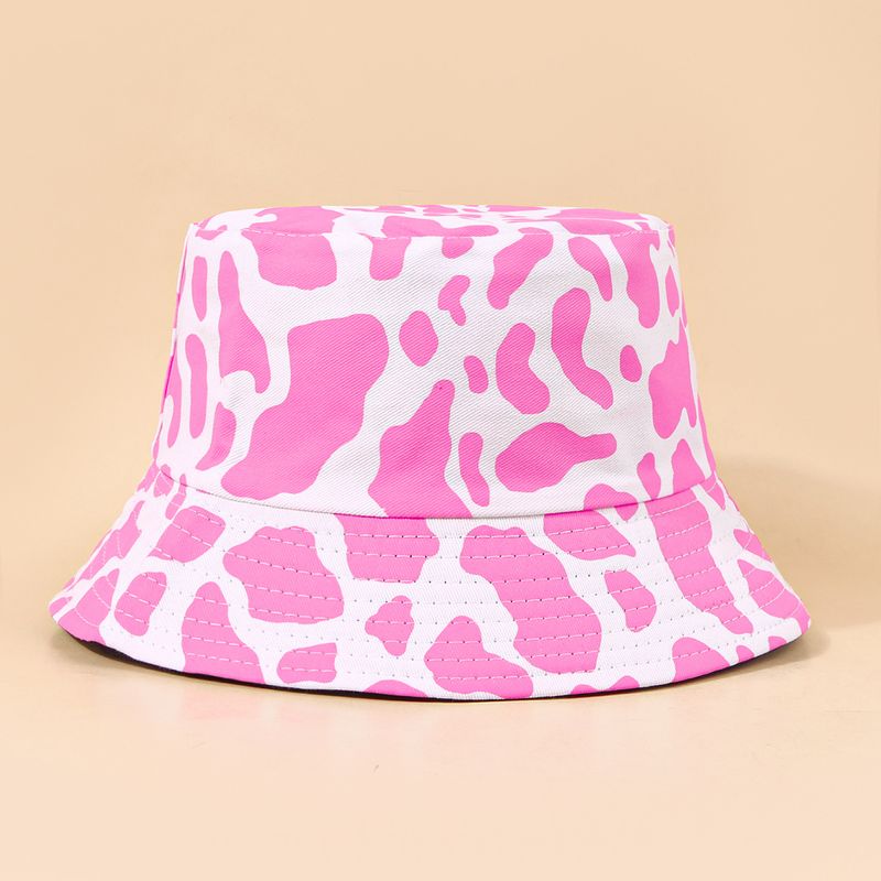 Fashion Pink Cow Pattern Sunshade Fisherman Hat
