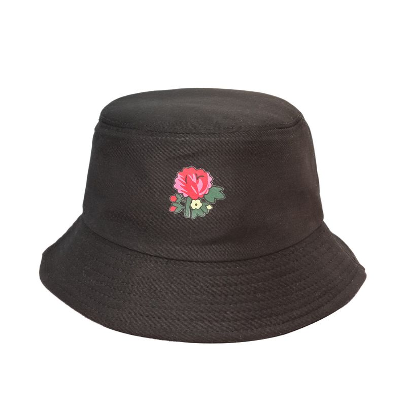 Korean Flower Printing Wide Brim Sunshade Fisherman Hat