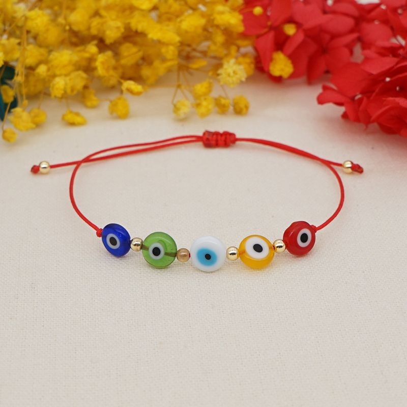 Fashion Acrylic Gold Bead Candy Color Glazed Glass Bracelet