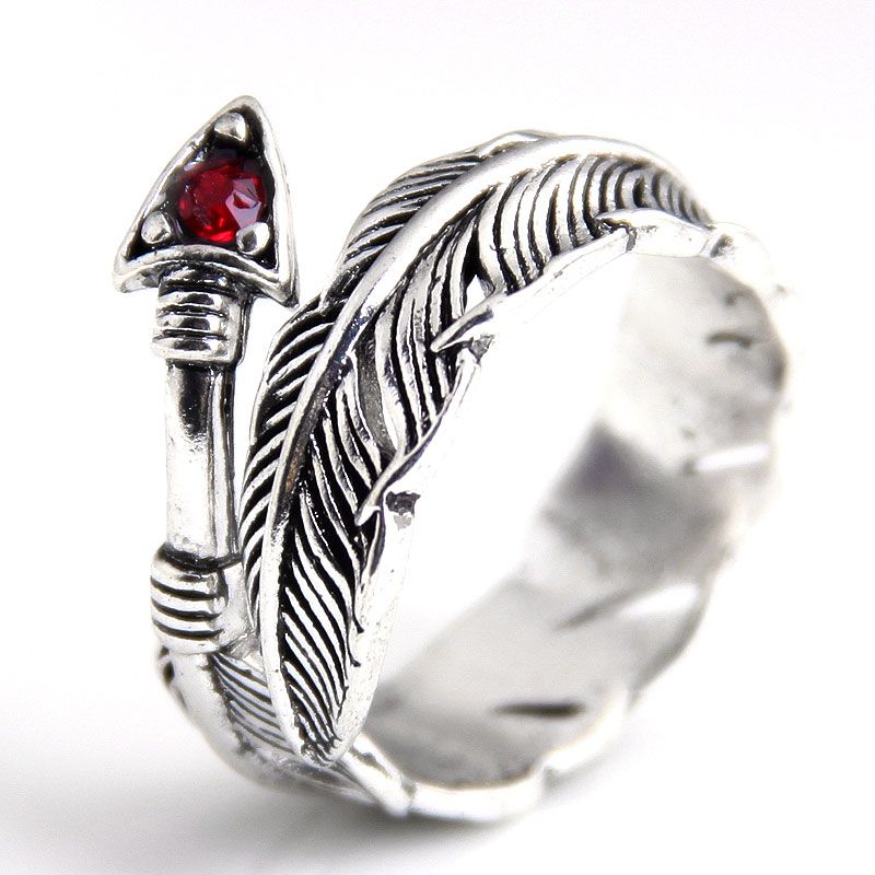 Retro Simple Feather Open Ring