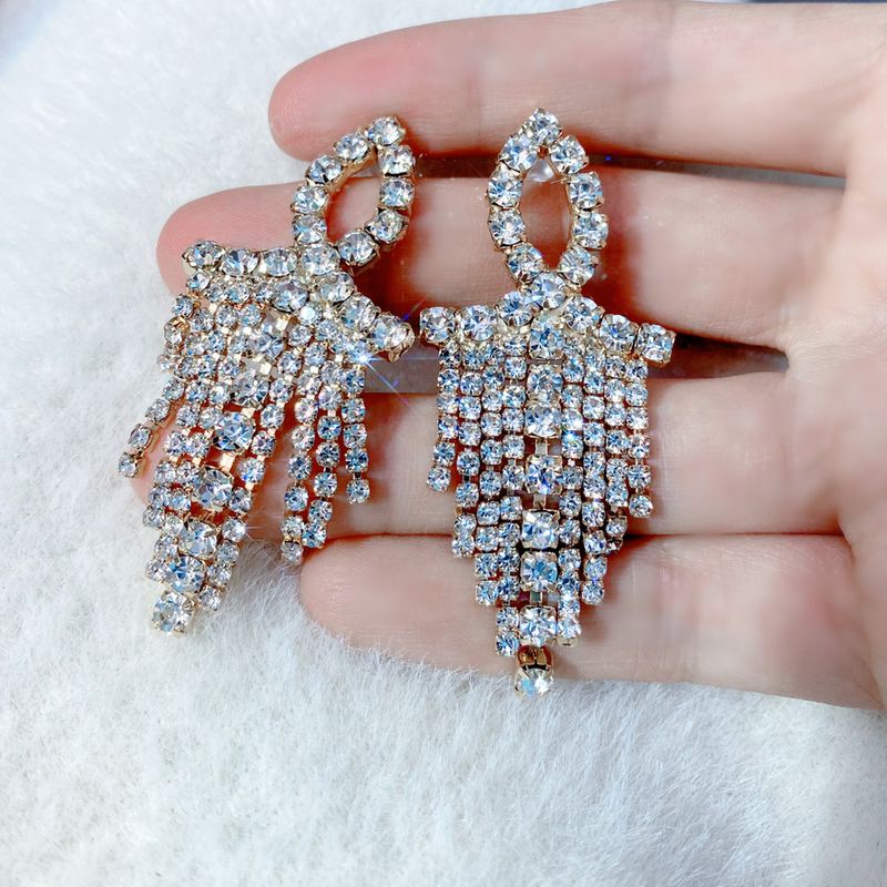 Simple Cross Tassel Diamond Earrings