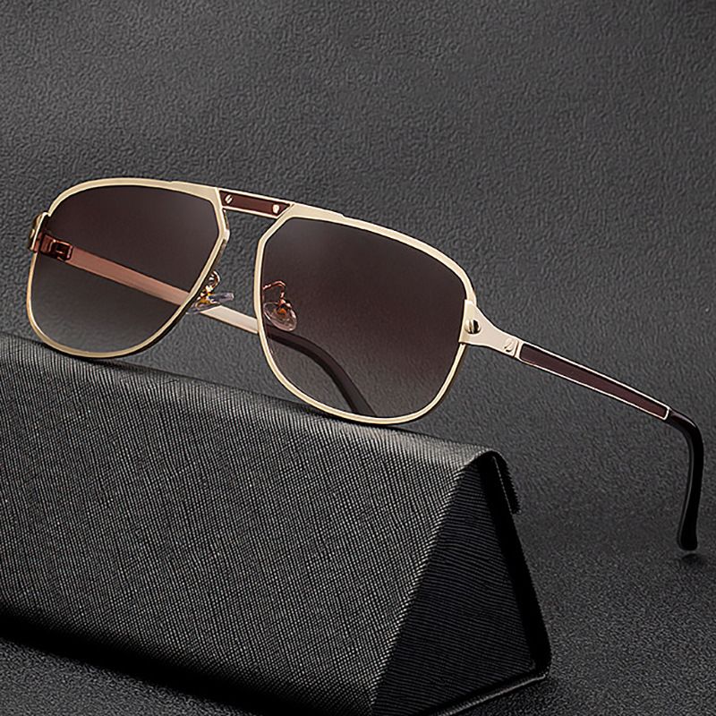 Fashion Single Beam Geometric Anti-uv Metal Sunglasses Wholesale
