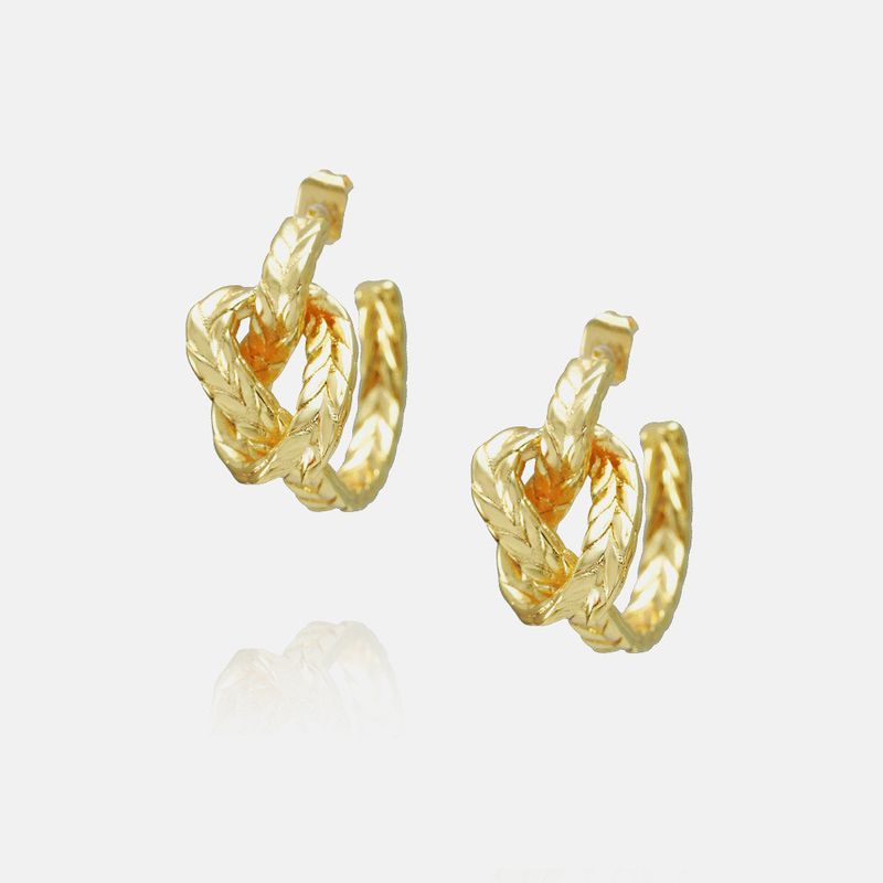 Fashion Irregular Twist Wheat Copper Gold-plated Earrings Wholesale