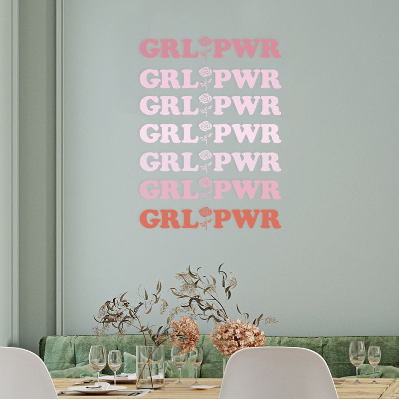 New Fashion Simple English Grlpwr Bedroom Wall Stickers