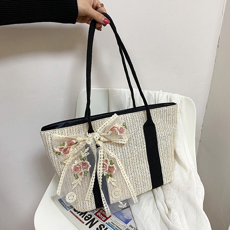 Fashion Lace Straw Large Capacity Shoulder Messenger Portable Bag Wholesale