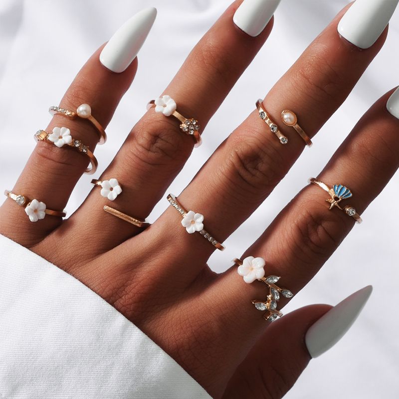 Retro Style Fashion New Simple Flower Ring Sets