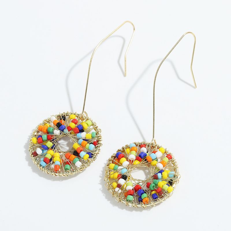 Bohemian Ethnic Style Hand-woven Rice Bead Geometric Earrings