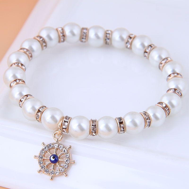 Korean Fashion Pendant Anchor Alloy Pearls Bracelet