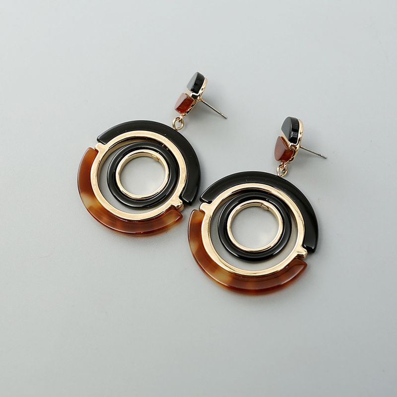 Fashion Circle Metal Acrylic Earrings