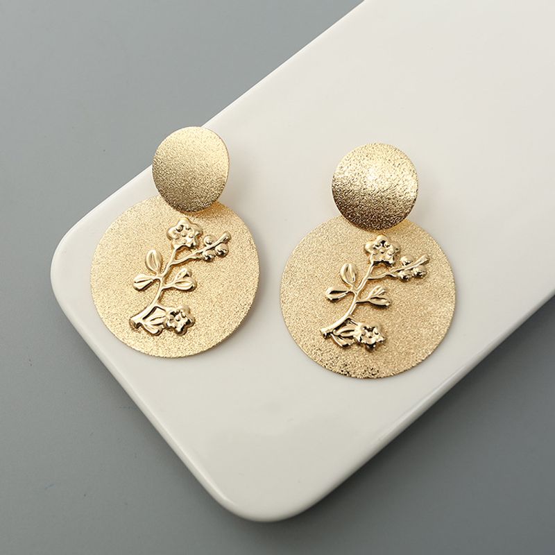 Fashion Disc Flower Inlaid Simple Alloy Earrings
