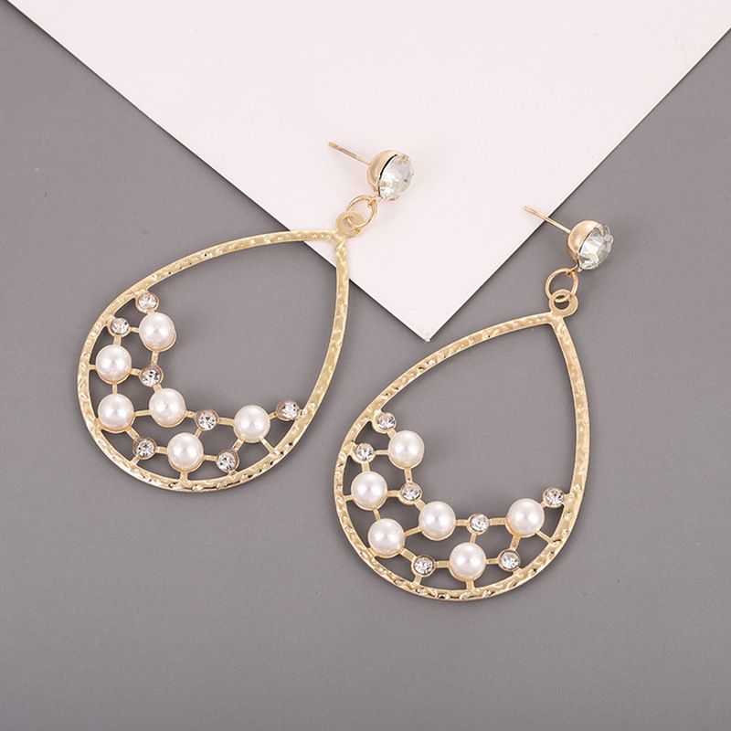 Creative Drop-shaped Alloy Acrylic Pearls Earrings