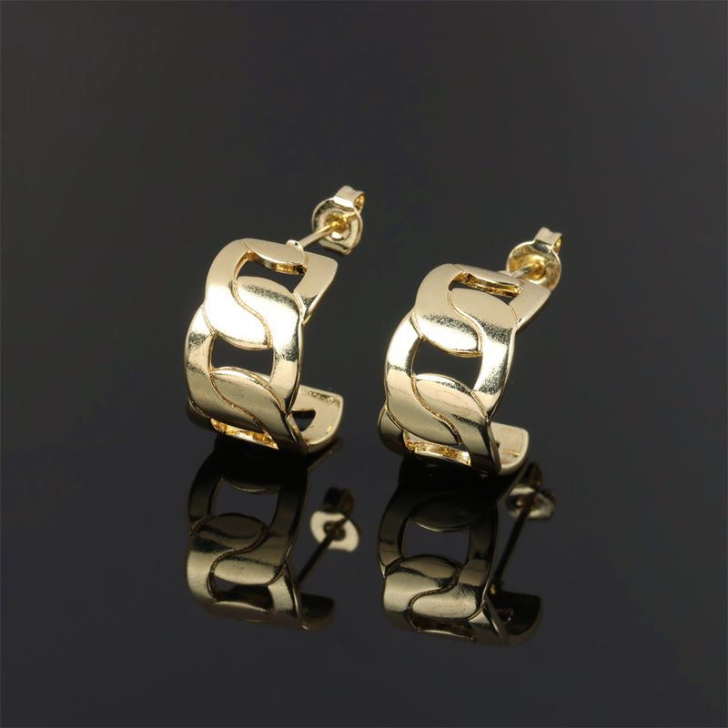 New Simple Copper Geometric Interlocking Stud Earrings